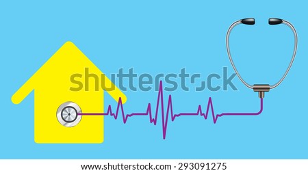 Concept for property maintenance or other real estate related. home doctor. stethoscope