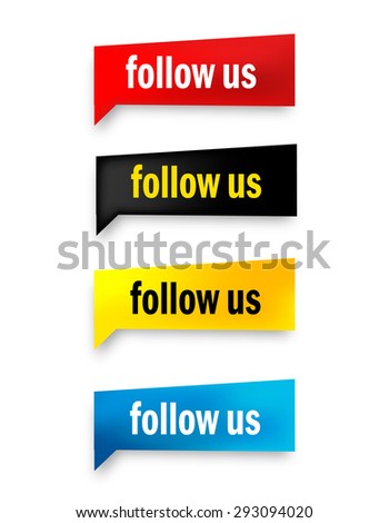Follow us web button collection isolated on white