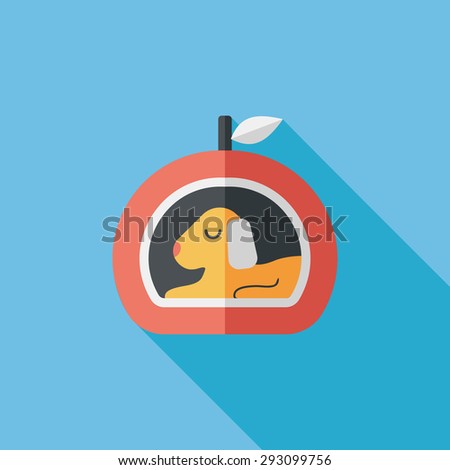 Pet bed flat icon with long shadow