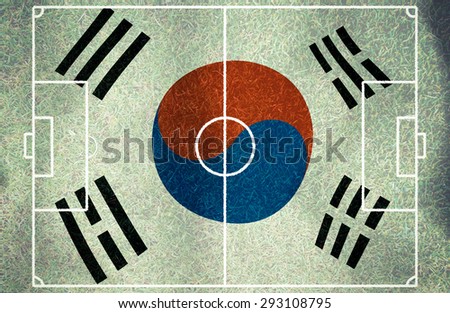 South Korea symbol soccer ball vintage color