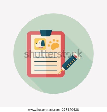 Pet medical records flat icon with long shadow,
