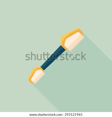Pet teeth brush flat icon with long shadow