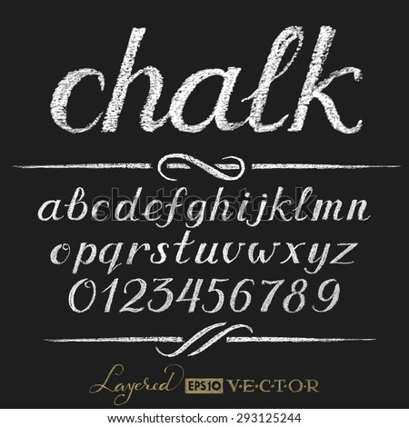 Vector illustration of chalk alphabet on blackboard. Eps10. Transparency used. RGB. Global colors. Gradients free Royalty-Free Stock Photo #293125244