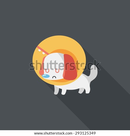 Pet Elizabethan collar flat icon with long shadow