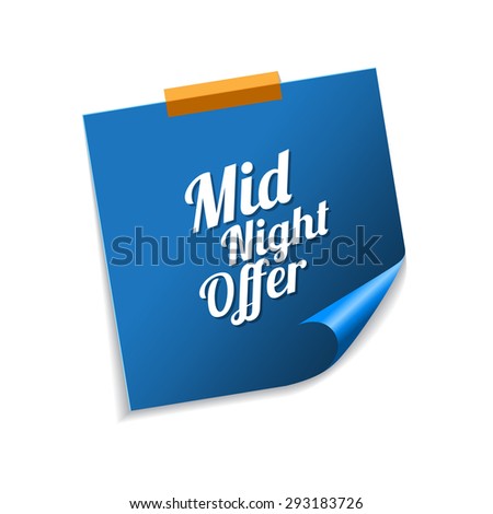 Midnight Offer Blue Sticky Notes Vector Icon Design