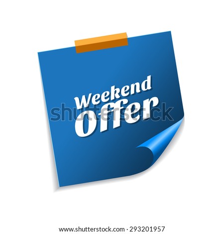 Weekend Offer Blue Sticky Notes Vector Icon Design