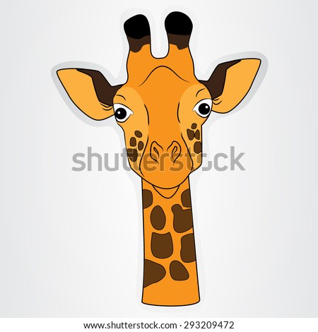 Vector illustration of the sticker with comic head of a giraffe