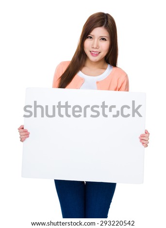 Woman showing the white banner