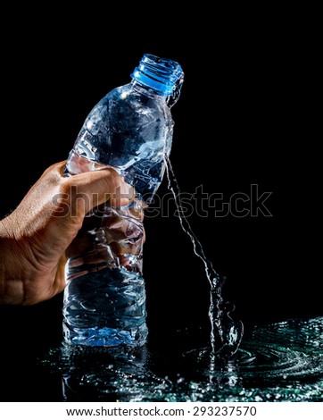 Water bottles on a black background