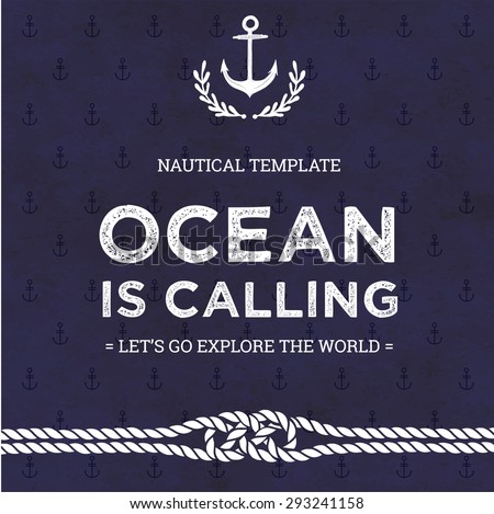 Nautical Vector Card Template With Rope Knot. Royalty-Free Stock Photo #293241158