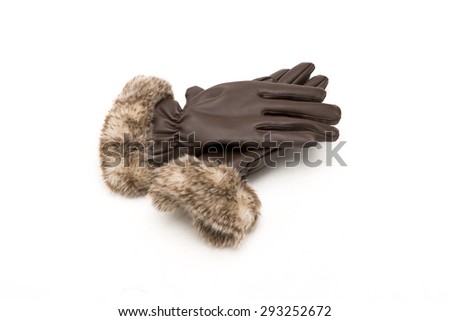 Pair of leather gloves isolated on white background