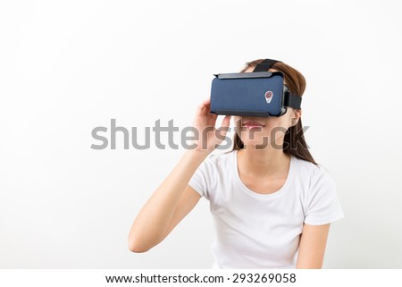 Asian woman using VR device