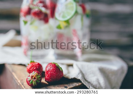 Loose Strawberries on a rustic background