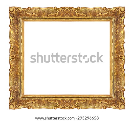 Golden elegant frame isolated on white background. Clipping paths included.