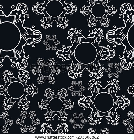 Black and white seamless pattern tribal ethnic ornament. Vector geometric background