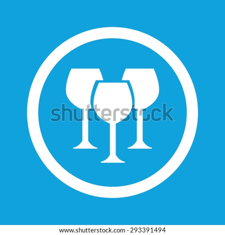 Image of three wine glasses in circle, isolated on blue
