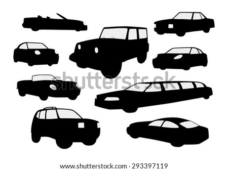 Sets of silhouette cars