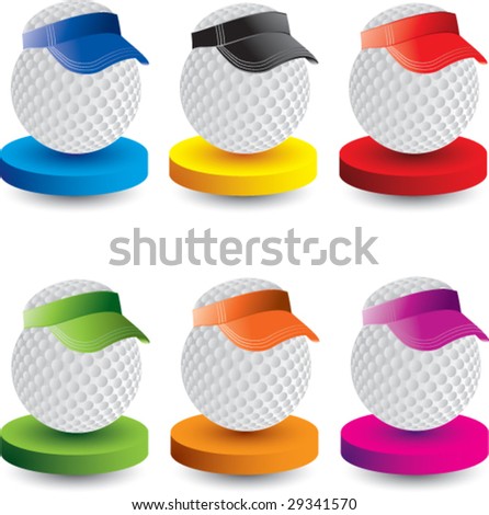 golf ball with visor on multicolored display plates