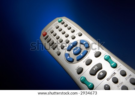 The remote-control on a dark blue background
