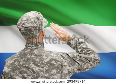 National military forces with flag on background conceptual series - Sierra Leone