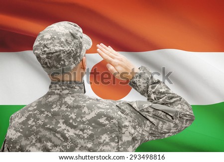 National military forces with flag on background conceptual series - Niger