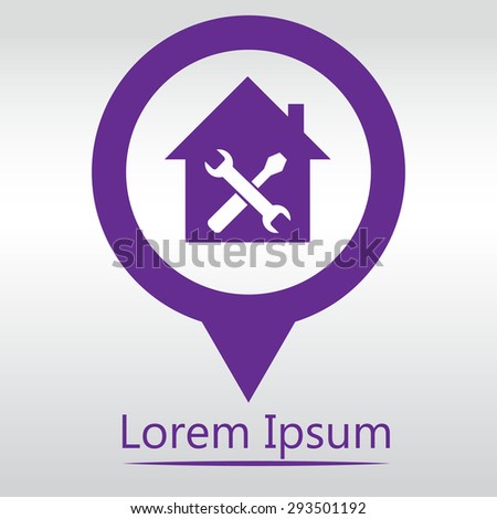 Home repair icon, icon map pin.