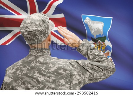 National military forces with flag on background conceptual series - Falkland Islands