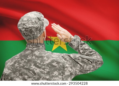 National military forces with flag on background conceptual series - Burkina Faso