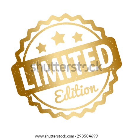 Limited Edition rubber stamp award vector gold on a white background. Royalty-Free Stock Photo #293504699