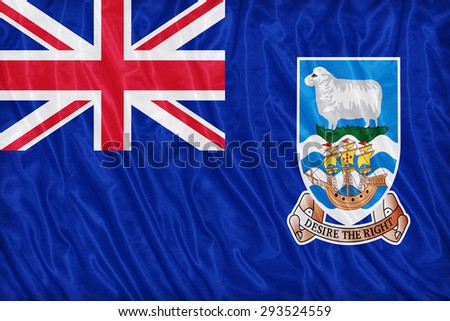 Falkland Islands flag pattern on the fabric texture ,vintage style