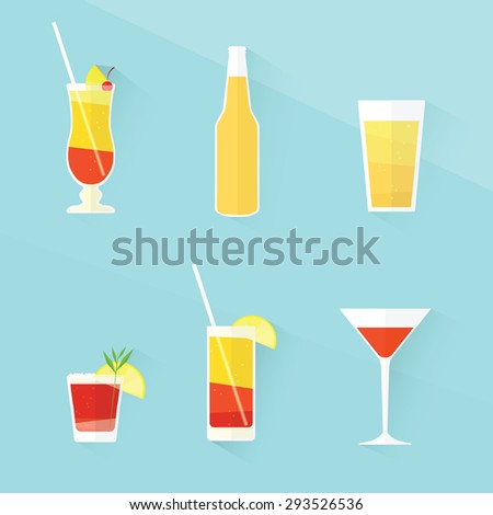 cocktail icon set. flat design