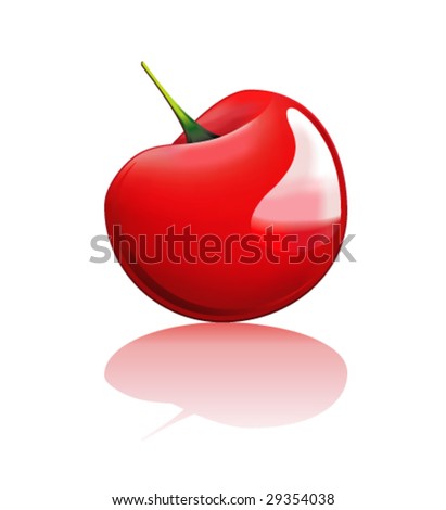 VECTOR Glossy Lovely Red Cherry with reflection