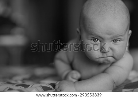 child baby black and white portrait Royalty-Free Stock Photo #293553839