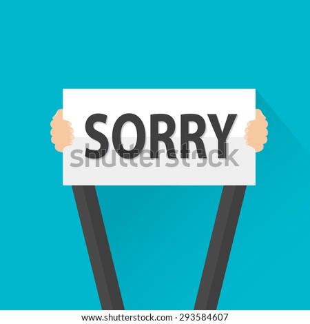 Businessman holding sorry sign, vector Royalty-Free Stock Photo #293584607