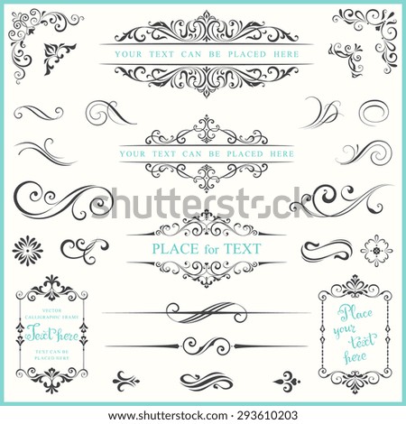 Vector ornate frames and scroll elements.