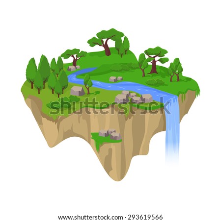 Green Island. Vector flat illustration