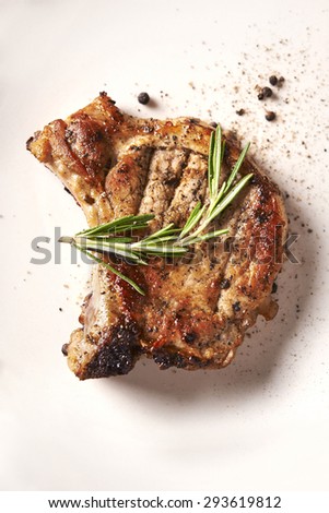 grilled pork chop. top view Royalty-Free Stock Photo #293619812
