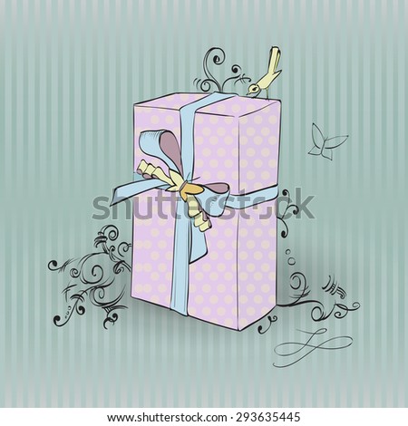 vintage gift with ribbon vector
