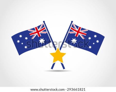 Australia Crossed Flags Emblem Star Celebrity