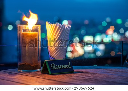 Reserve sign at the Rooftop Restaurant Royalty-Free Stock Photo #293669624