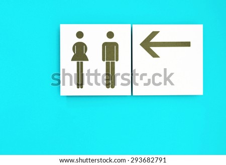 toilet sign with cyan color background