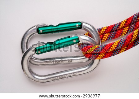 Mountaineering: doubled oval aluminum carabiners (UNSAFE! see other picture)