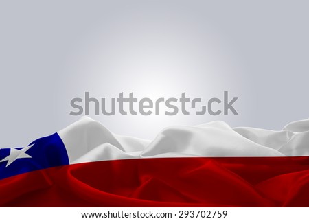 waving abstract fabric Chile flag on Gray background