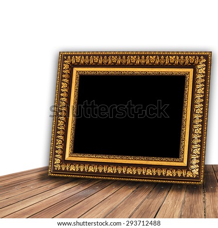 Photo frame isolated on wood floor