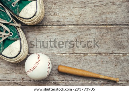 Concept Still life hipster man , Green Sneaker with jeans and baseball on wooden background , Lifestyle hipster 