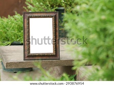 Antique wooden frame with the wooden floor on Nature Backgrounds.