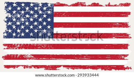 Grunge USA flag.American flag with grunge texture.Vector template.