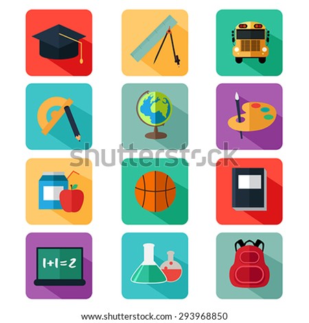A vector illustration of flat design education icon sets