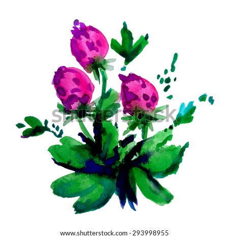 water-colour picture of bush of strawberry