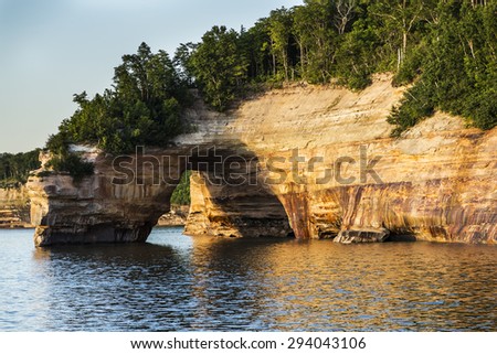 Pictured rocks natural formation in Pictured Rocks National Park, Munising, Michigan